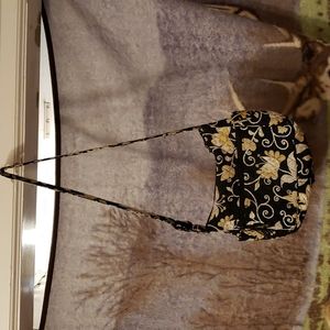 Vera Bradley Black and yellow floral peacock print crossbody bag